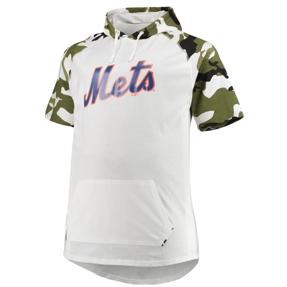 Francisco Lindor New York Mets Big & Tall Raglan Hoodie T-Shirt White/Camo 3XLT - Picture 2 of 5